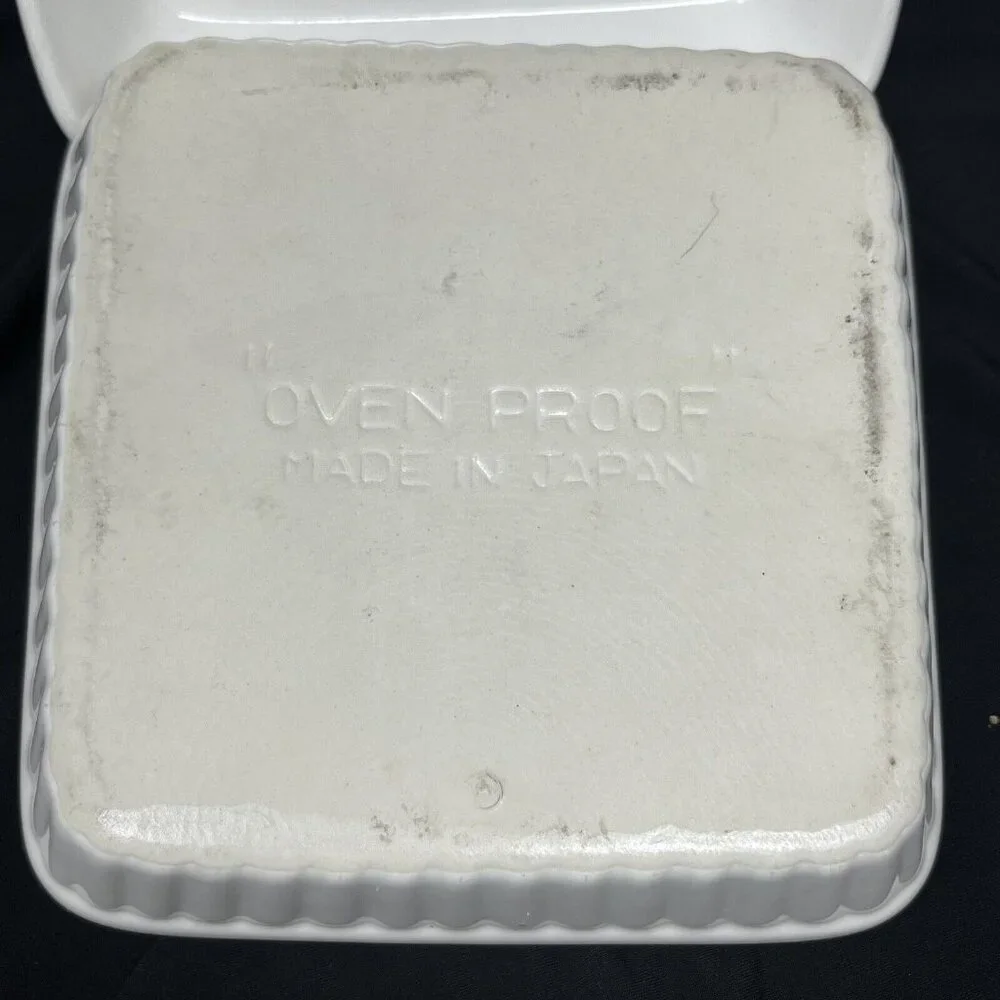 Oven Proof Japan Square Ribbed Baking Dish‎ Ramekin White 6